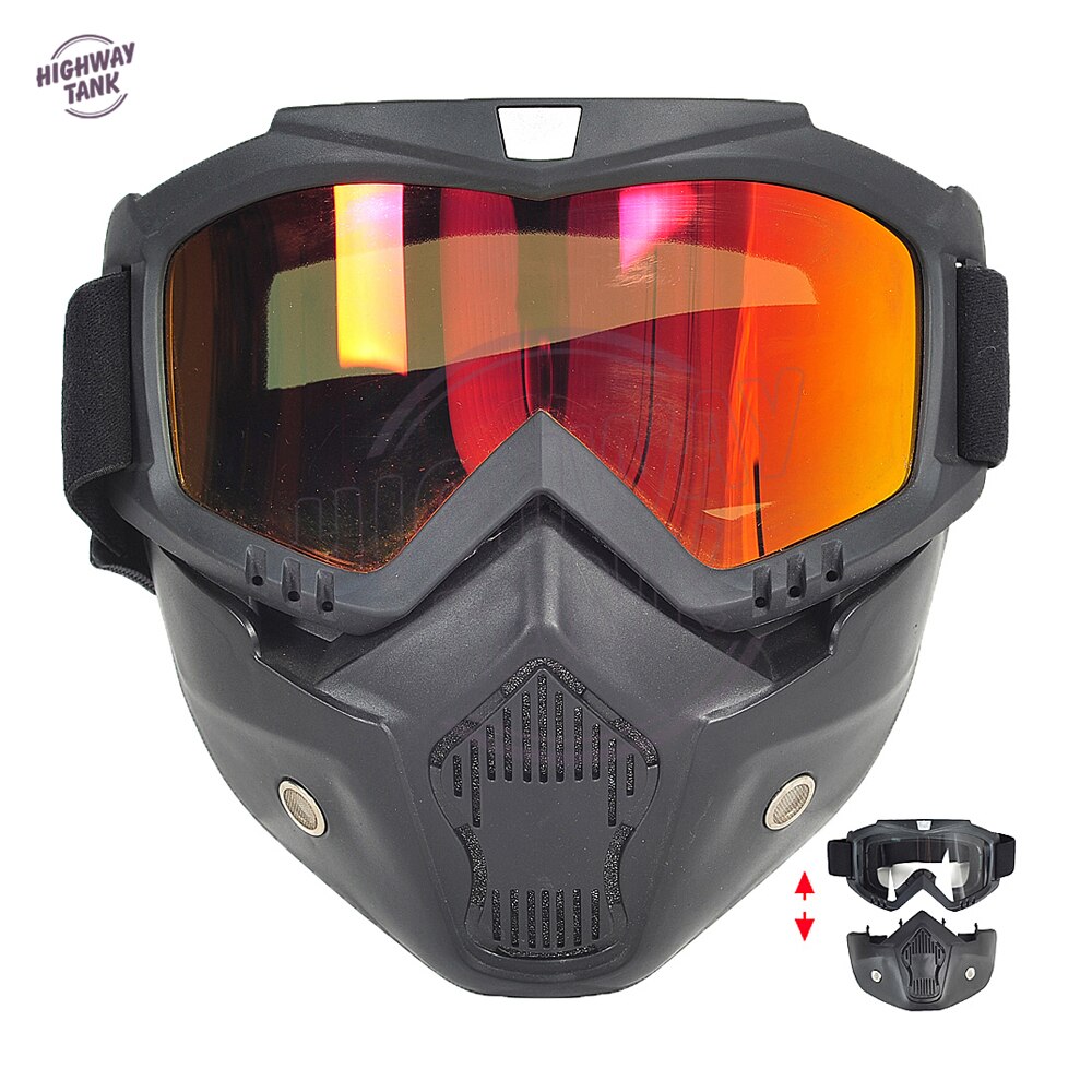 Motorcross motorfiets open gezicht afneembare bril helmen vintage brillen ski fiets motor gezichtsmasker bril