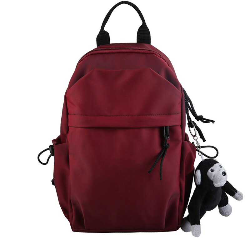 HOCODO-Bolso de hombro de nailon resistente al agua para mujer, bandolera cruzada informal de Color sólido para estudiantes,: Red / With pendant