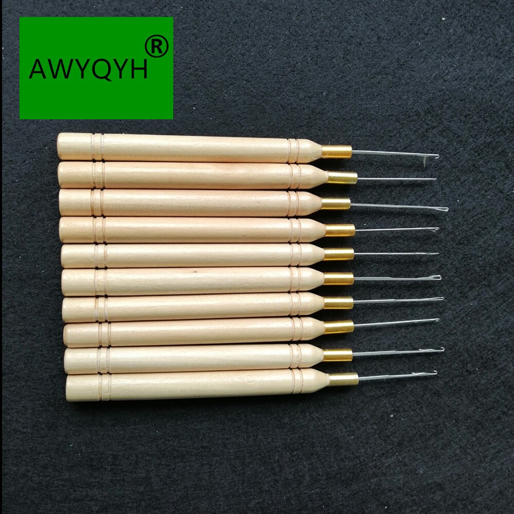 woode handle hook needle micro rings needle hair tools for micro rings hair extensions
