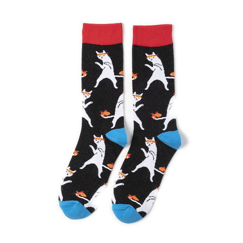 Dessin animé motif impression chaussettes cocotier Kiwi fruits crème glacée ananas insectes oiseau mignon Fun hommes coton chaussette décontracté: 3
