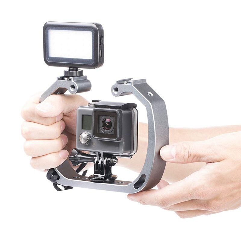 Underwater Diving Rig With Cold Shoe Mounts & Wrist Strap For Goprohero3, Hero4, Hero5, Hero6, Hero7 And Other Waterproof Action