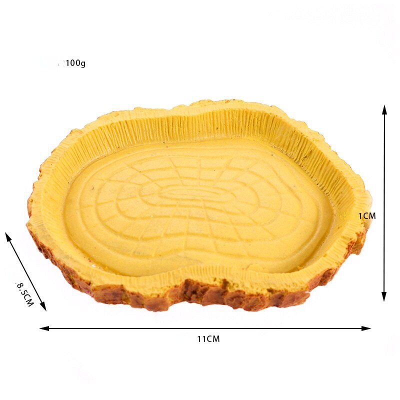 Aquarium Aquarium Landschap Reptiel Hout Vorm Feeder Kom Hars Niet-giftige Food Bassin Schildpad Schildpad Krabben Voor voeden: luminous yellow
