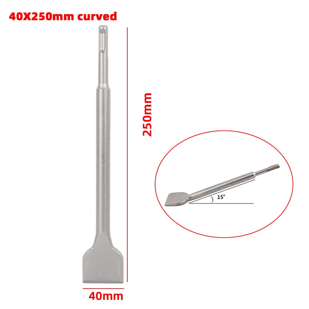1PC SDS PLUS l Round Shank tile Shovel Electric Hammer Chise Wall Concrete Impact Drill Elbow Widening Drill bit: 40X250 curved
