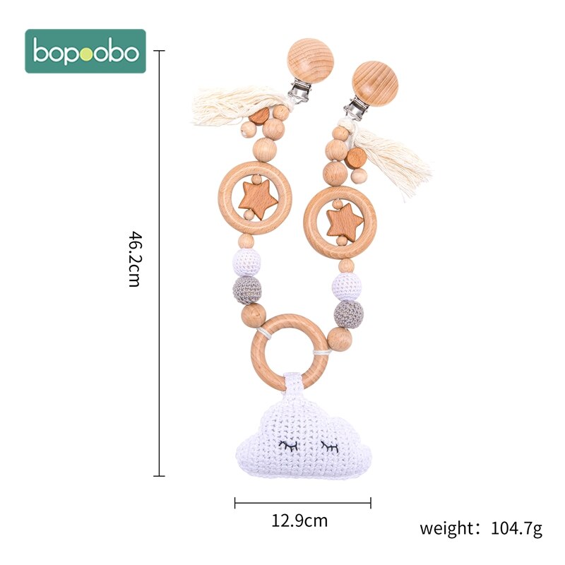 Bopoobo 1PC Crochet Cloud Baby Rattle Infant Toys For Crib Mobile Bed Bell Toy Pram Cart Chain Wooden Stroller Mobile Newborn: Wood