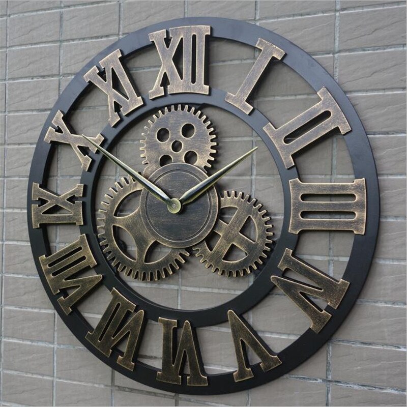 Large Silent Iron Art Wall-Mounted Clock Modern Clocks For Home Decor Office European Style Hanging Wall Watch Clock