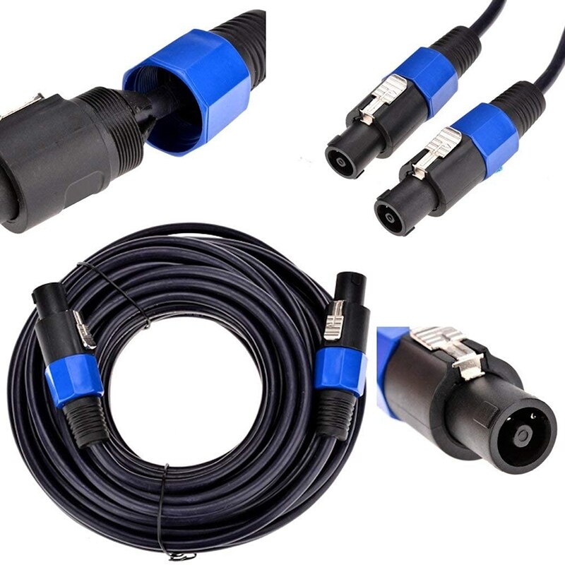 Paquete de 2 Cables Speakon macho de 25 pies a Speakon, Cable de 12 metros AWG o Cable de altavoz DJ con bloqueo de giro