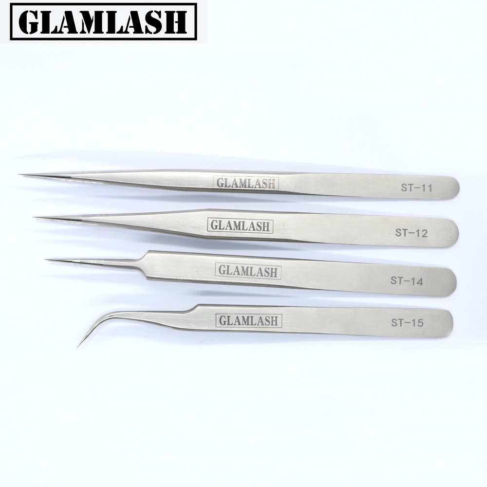 Glamlash ST-11 ST-12 ST-14 ST-15 Serie Anti-Statische Pincet Gebogen Tweezer Straight Tip Tweezer Make-Up Tool