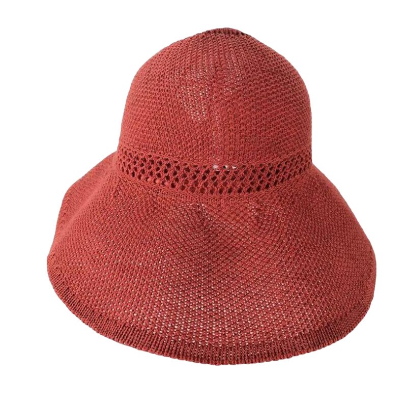 Sommer dam stråhat stor skygge solcreme uv beskyttelse strand hat dame rejse fritid hat: Rød