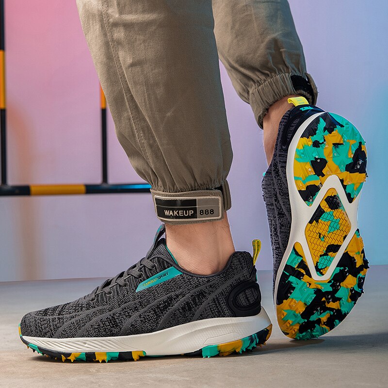 Men Golf Shoes for Spring Summer Breathable Mens Golf Training Sneakers Black Blue Outdoor Sport Sneakers for Golf