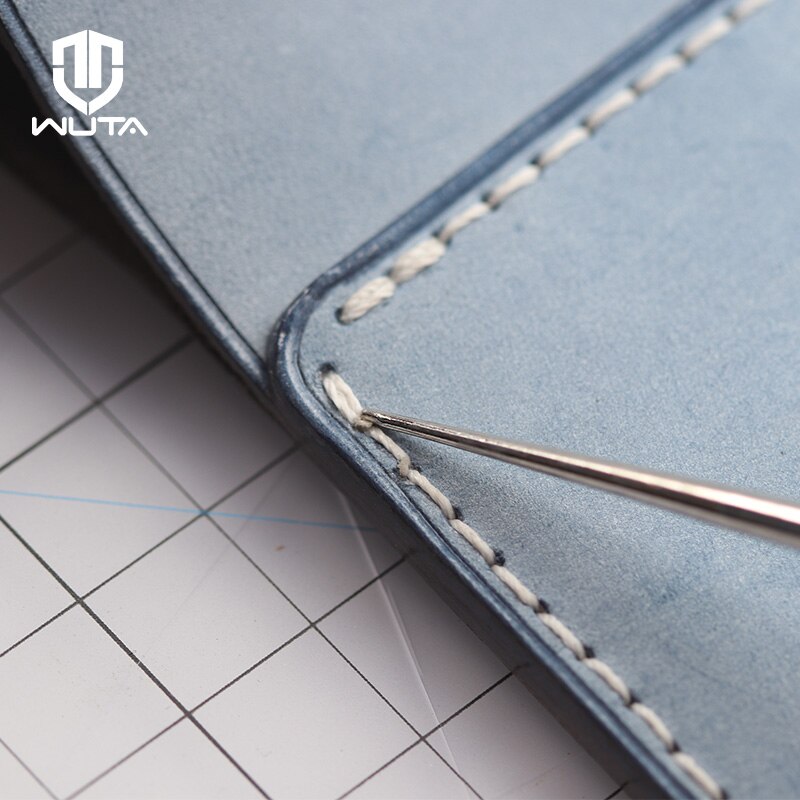 WUTA Lederpriem Set met opbergdoos, naainaald voorsteker van messing met hardhouten greep, pons- en stansgereedschap voor DIY lederbewerking, houtbewerking, snijwerk (S M L