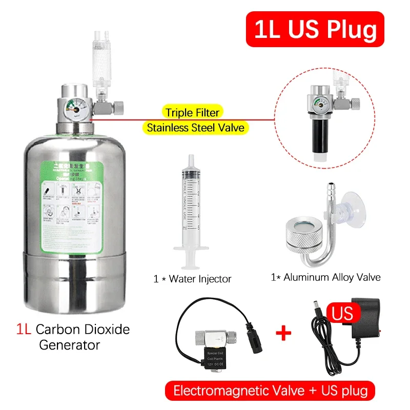 DIY Kooldioxide Reactor Kit Aquarium Fish Tank CO2 Generator RVS Cilinder Generator Systeem voor Aquatische Plant Vis: Blauw