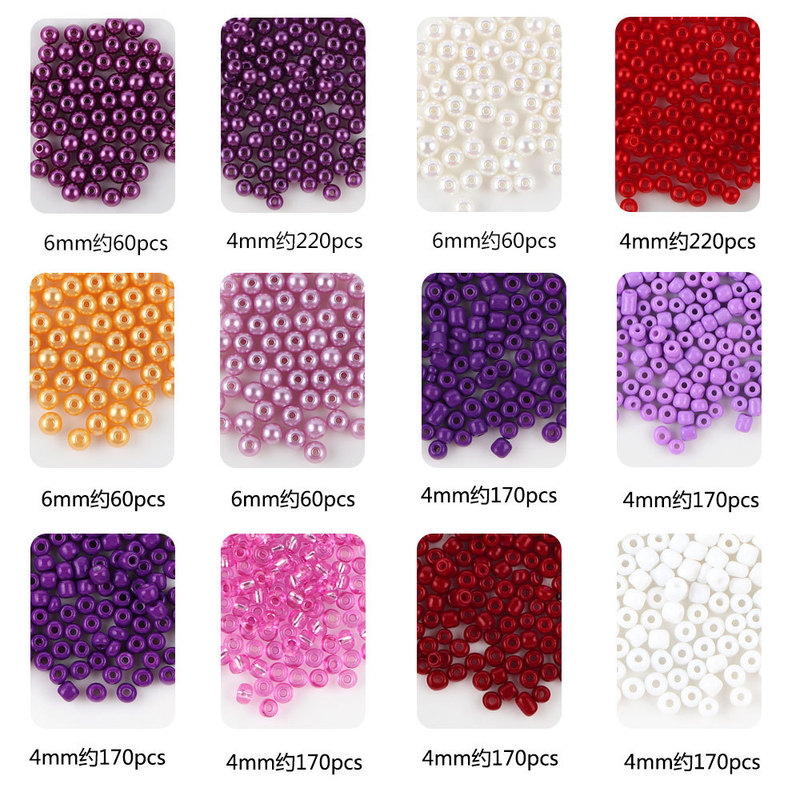 4/6mm Farbe Brief Perle Glas Reis Perle Set 24 Grid Box DIY Handgemachte Halskette Perlen Schmuck Zubehör mädchen Weihnachten