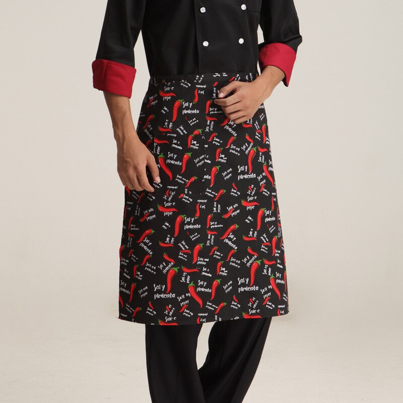 Ober keukenkleding heren chef-kok uniform polyester gestreept dames serveerster restaurant kok kostuums café zak chef-kok schorten: Helft 4