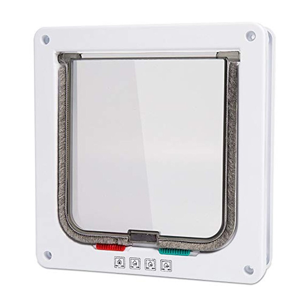 Puerta con solapa para perros y gatos, Kit de puerta con cierre de seguridad de 4 vías, de plástico ABS, para mascotas pequeñas