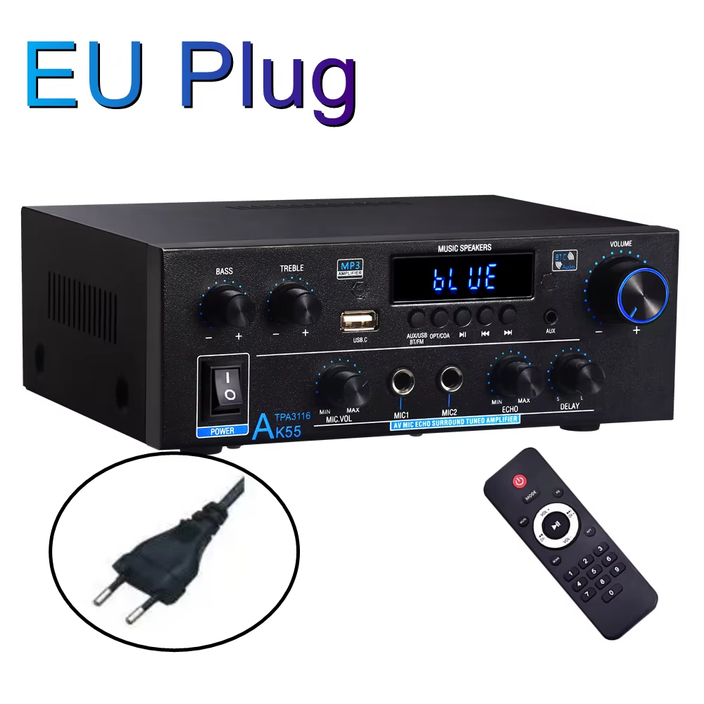 Woopker AK55 Bluetooth Amplifier HIFI Digital Sound Amp Channel 2.0 for Home Car Karaoke 110V/220V MAX 450W+450W Subwoofer: Orange