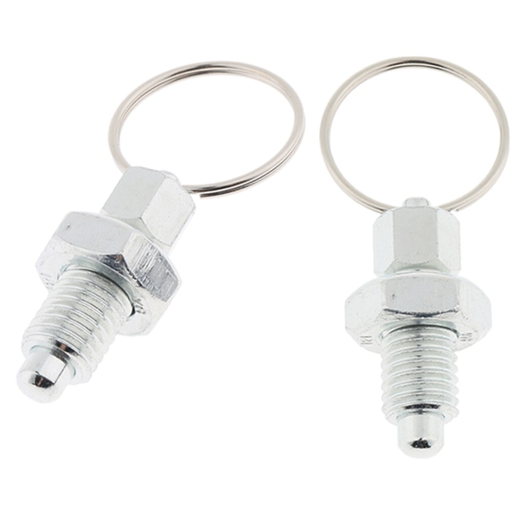2 Pcs M12 Steel Spring Plunger Indexing Plungers with Pull Ring