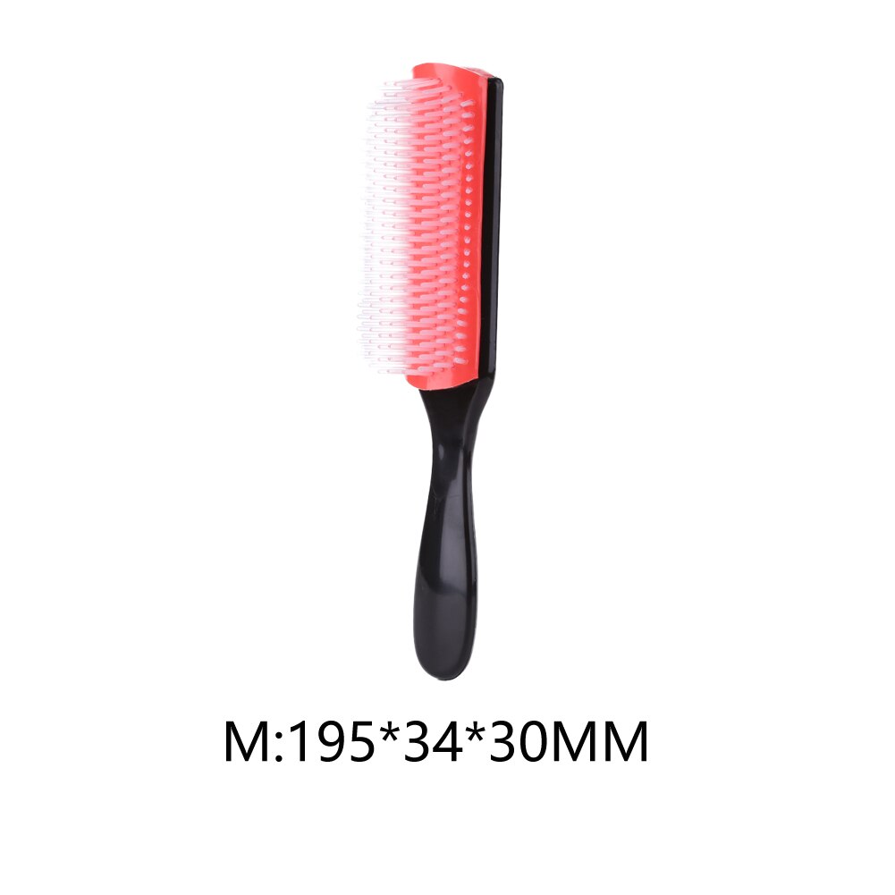 9-Row Detangling Hair Brush Rat Tail Hair Comb Styling Hairbrush Straight Curly Wet Hair Scalp Massage Brush for Women: M red