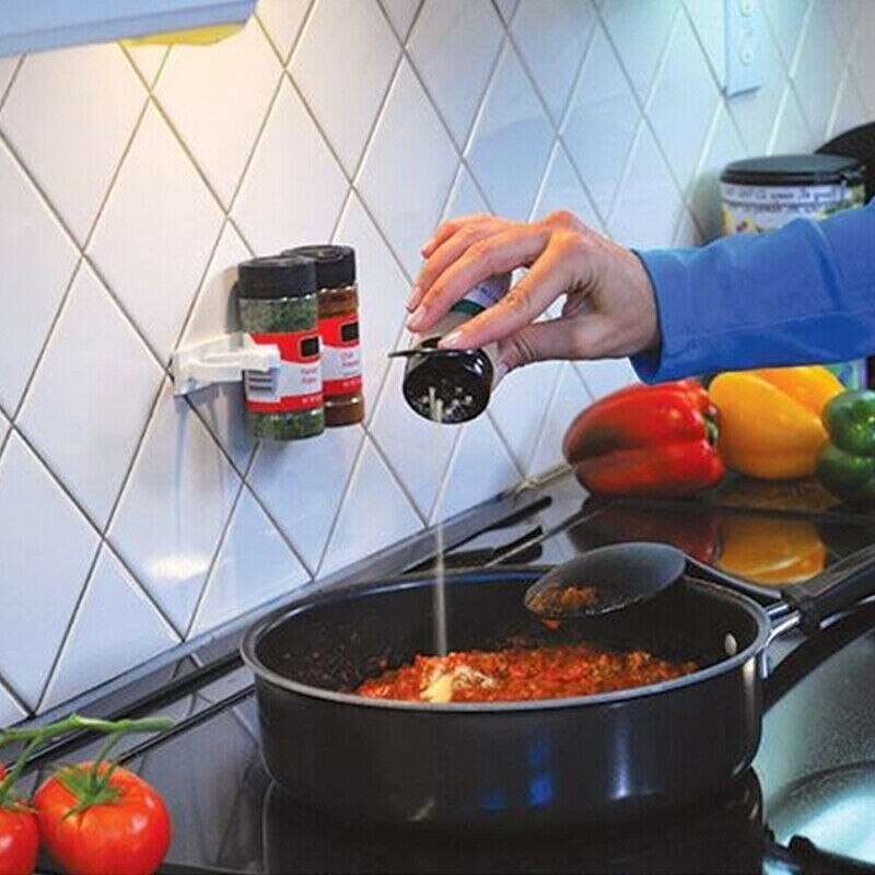 Clips Wall Mount Kitchen Cabinet Door Spice Clip Jar Rack Organizer Storage Clip