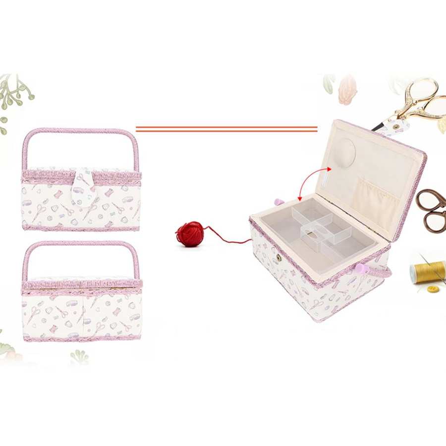 Vintage Sewing Basket Household Fabric Craft Thread Needle Storage Box Organizer Sewing Storage Box