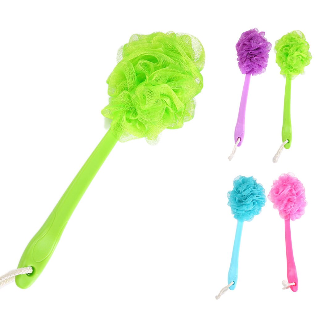 Long Handle Bath Netted Brush Hanging Soft Mesh Sponge Back Body Hanging Shower Scrubber Loofah