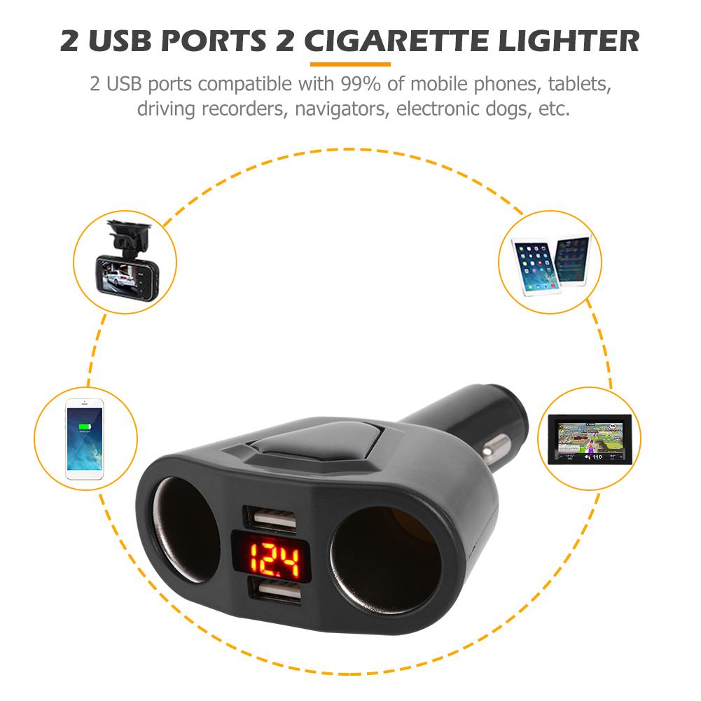 Digital Display 2 Way Car Cigarette Lighter Socket... – Grandado