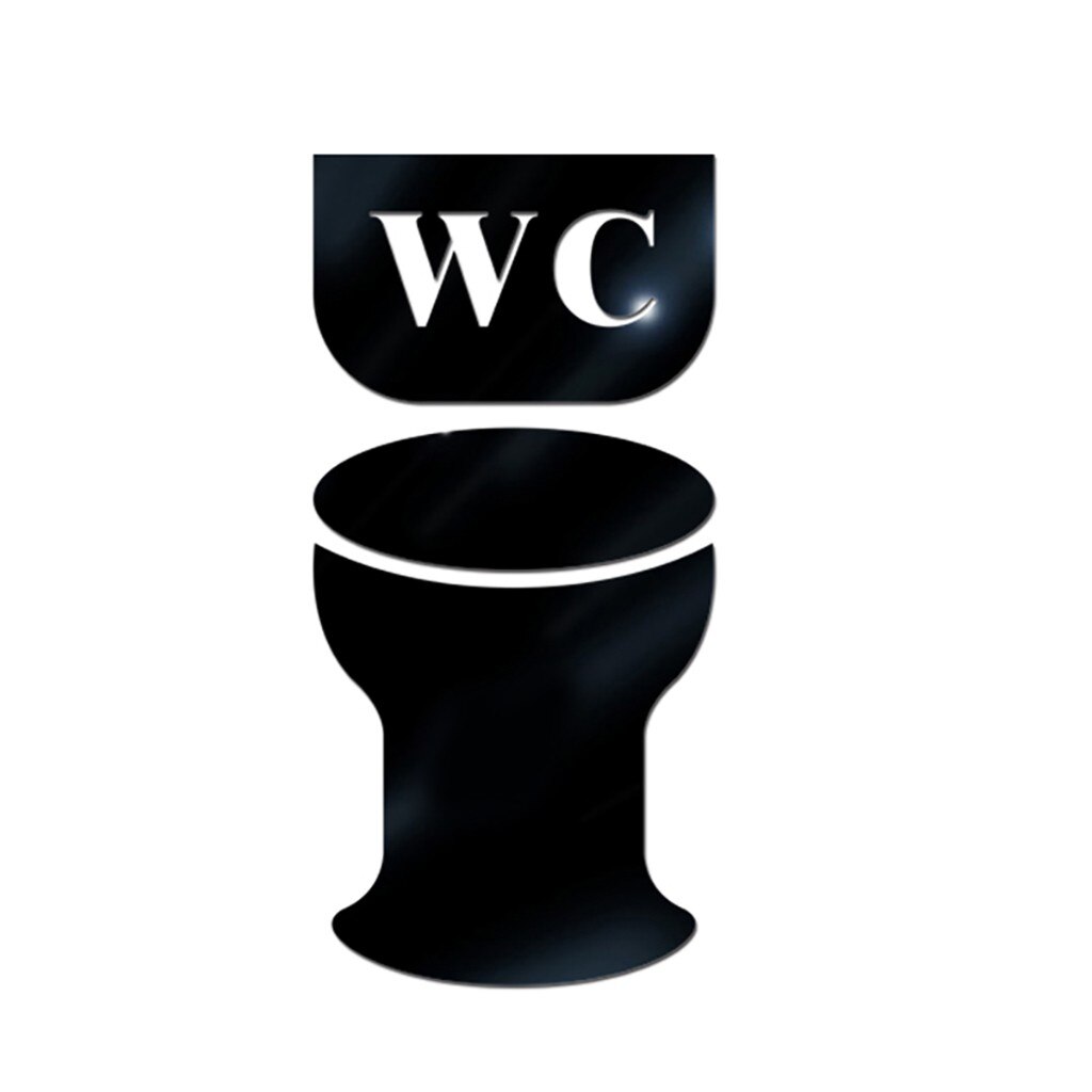 Toilette salle de bain conseils miroir autocollants bricolage personnalité 3D Stickers muraux brillant acrylique Wc toilette porte signe rapide: D