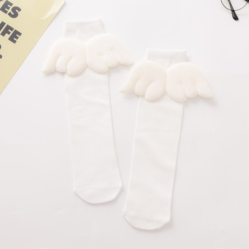 Baby Meisjes Kniekousen Angel Wing Zomer Herfst Katoenen Sokken Effen Snoep Kleur Kids Peuter Korte Sokken Voor Kinderen: W
