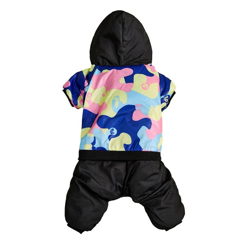 -Hiver bouledogue français Camouflage Costumes pour chien neige doudoune manteau pour petit moyen chien vêtements pour animaux de compagnie combinaison: Bleu / XL