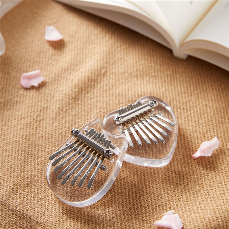 Kalimba portátil transparente de cristal para principiantes, instrumento Musical de pulgar, Piano, Mini Pulgar, 8 teclas, herramientas para el Piano