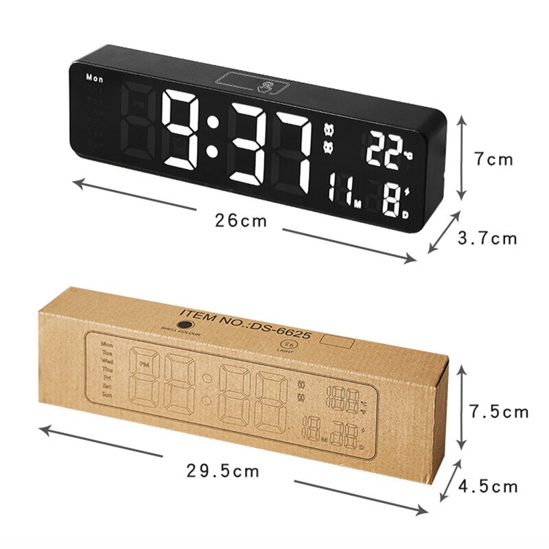 Digital Alarm Clock Temperature Date Dual Alarms Voice Control Electronic Table Clock Snooze Wall LED Clocks for Living Room