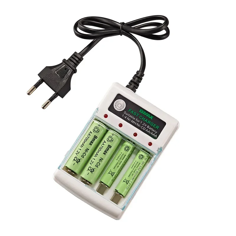 Aa/aaa batterioplader 2 4 stik  ac 110v 220v til ni-mh/ni-cd aa aaa opladning 1.2v genopladelige batteriopladere