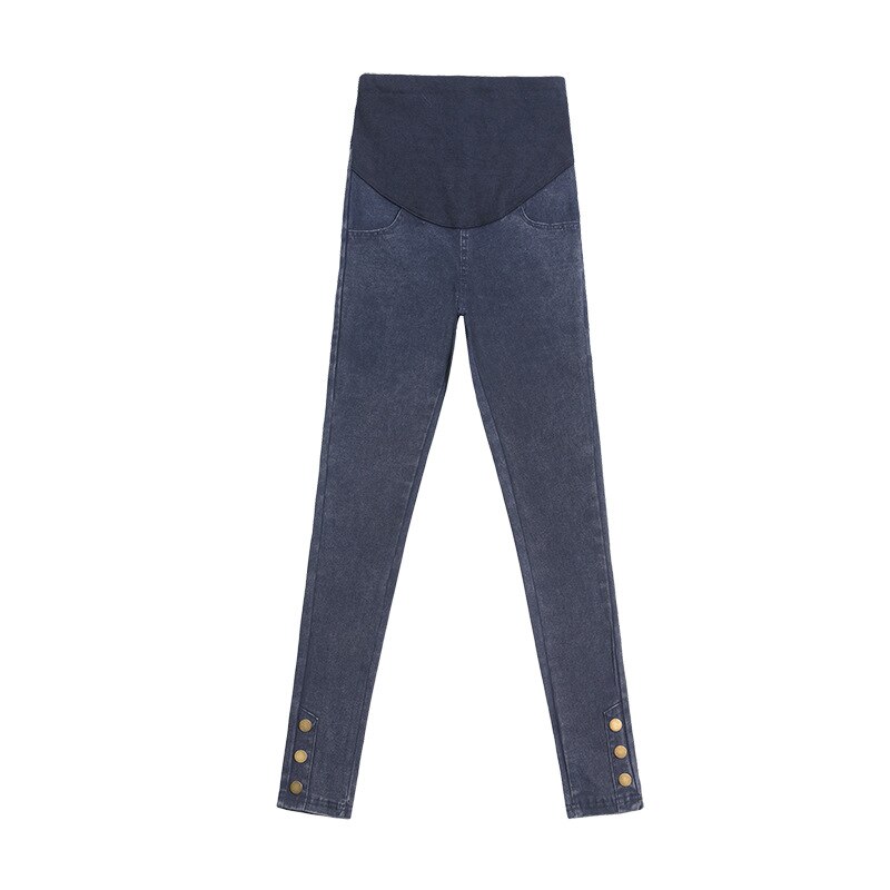 Knap jeans til barsel høj elastisk blød skinny denim bukser graviditet ammende tøj bukser sort blå leggings jeggings