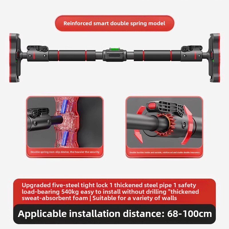 Barra horizontal doméstica, equipamento fitness interno, esportes domésticos, anéis sem perfuração, dispositivo de pull-up de haste única na porta: Branco
