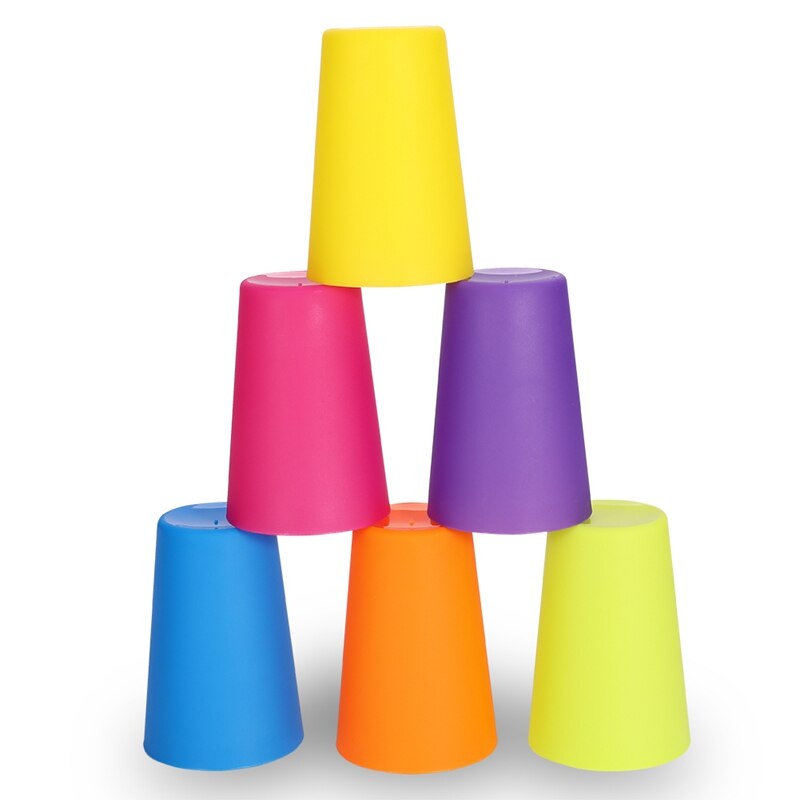 Juego de tazas de plástico de arcoíris para niños, taza portátil reutilizable para Picnic, viaje, en casa, agua potable, 6 colores, 18 unids/set
