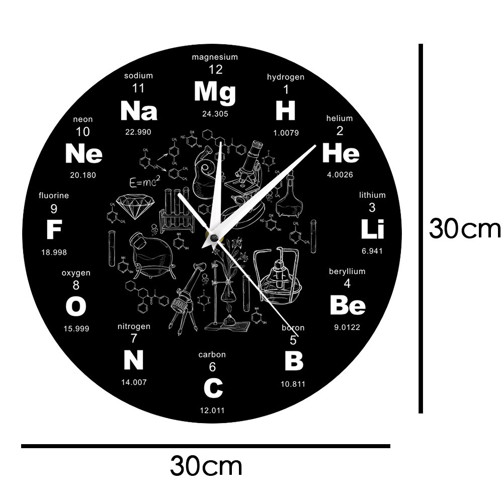 Reloj de pared de acrílico periódico para profesores de Química, cronógrafo de símbolos químicos de ciencia, moderno,
