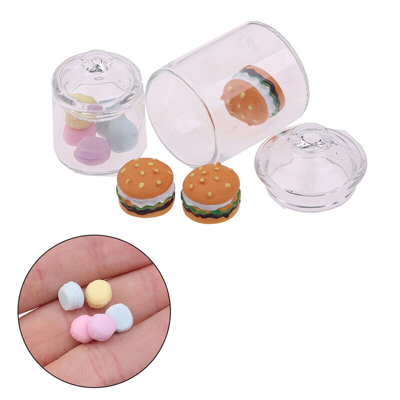 1/12 Dollhouse Cucina Trasparente vaso Di Vetro di Stoccaggio Vaso in Miniatura Hamburger giocattolo vendita Calda