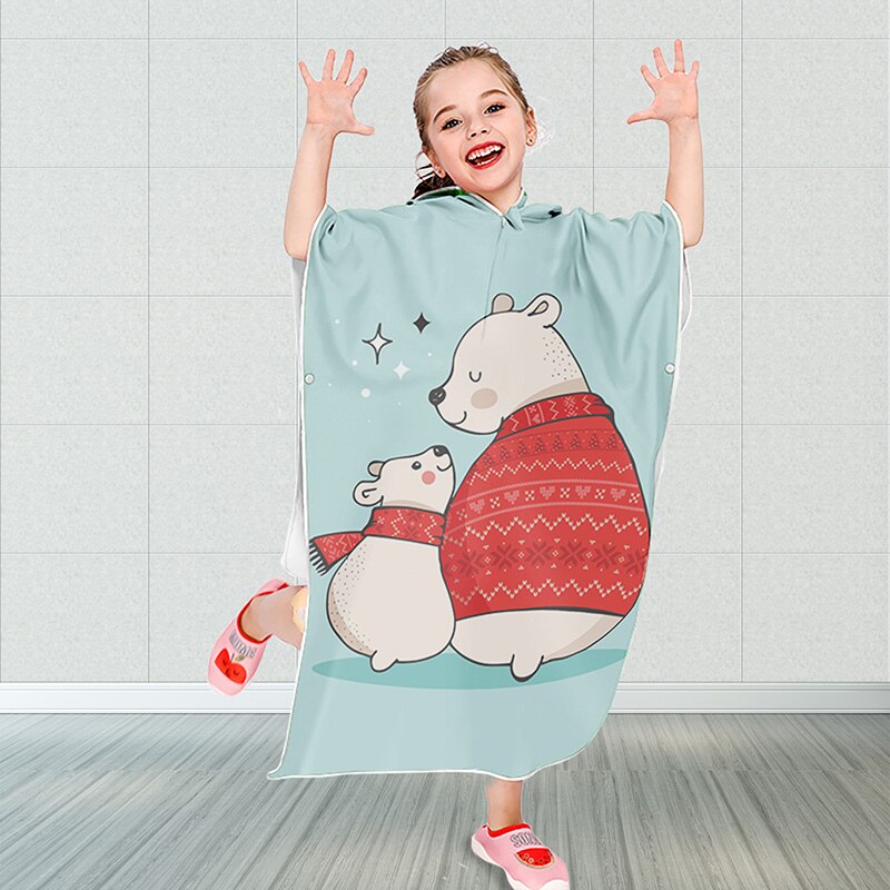 Niños microfibra Albornoz para la playa cambiar bata Poncho con capucha de Surf Poncho compacto rápido seca toallas con capucha