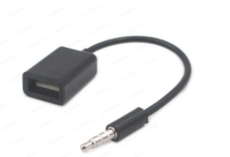Universal 3.5mm Male AUX Audio Plug Jack To USB 2.0 Female Converter Cable Car MP3 Cord Line White Mini Portable Car Accessories: black