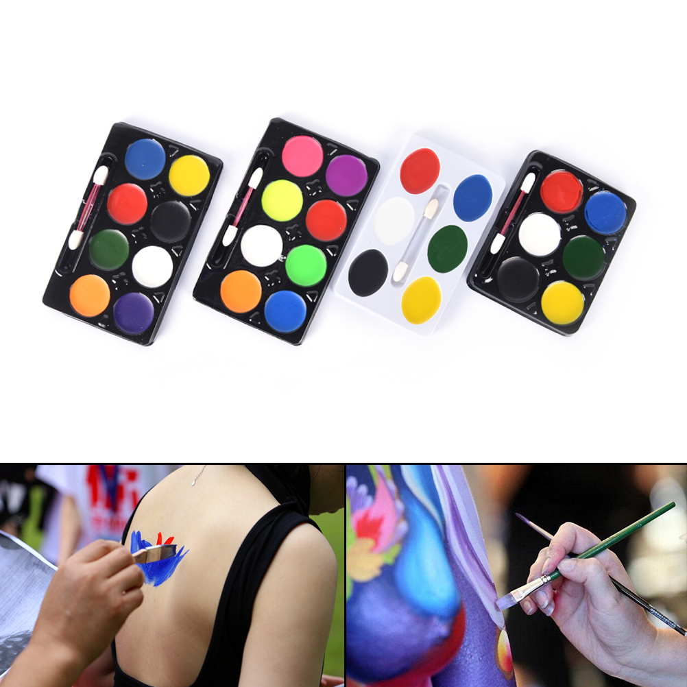 6/8 cores pintura facial halloween maquiagem não-tóxico água pintura a óleo festa de natal fantasia vestido diabo fãs corpo rosto pintura primer