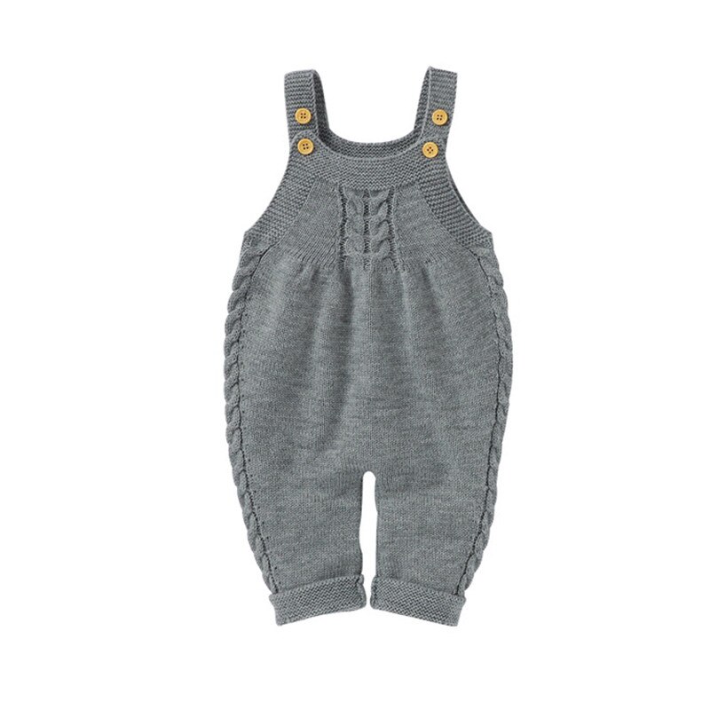 Winter Pasgeboren Baby Gebreide Rompertjes Kleding Mode Effen Mouwloze Knop Peuter Jumpsuit Fall Kleding Geen Hoeden