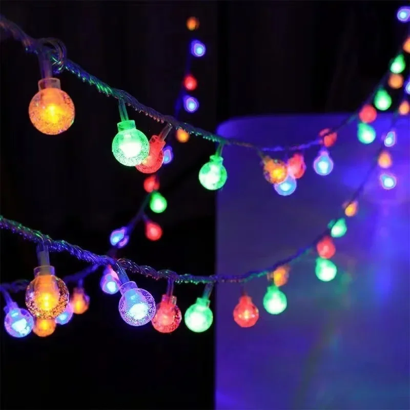 Guirnalda de luces con bolas de cristal de burbujas, guirnaldas de luces LED alimentadas por USB/batería para bodas, Navidad, fiestas y decoración del hogar: Azul / 85 W