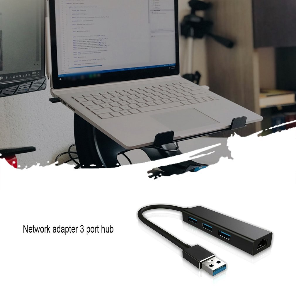 Usb 3.0 Hub Gigabit Ethernet Lan Rj45 1000Mbps Network Adapter Hub 3 Port Hub For Mac Pc Universal Usb3.0 Hub