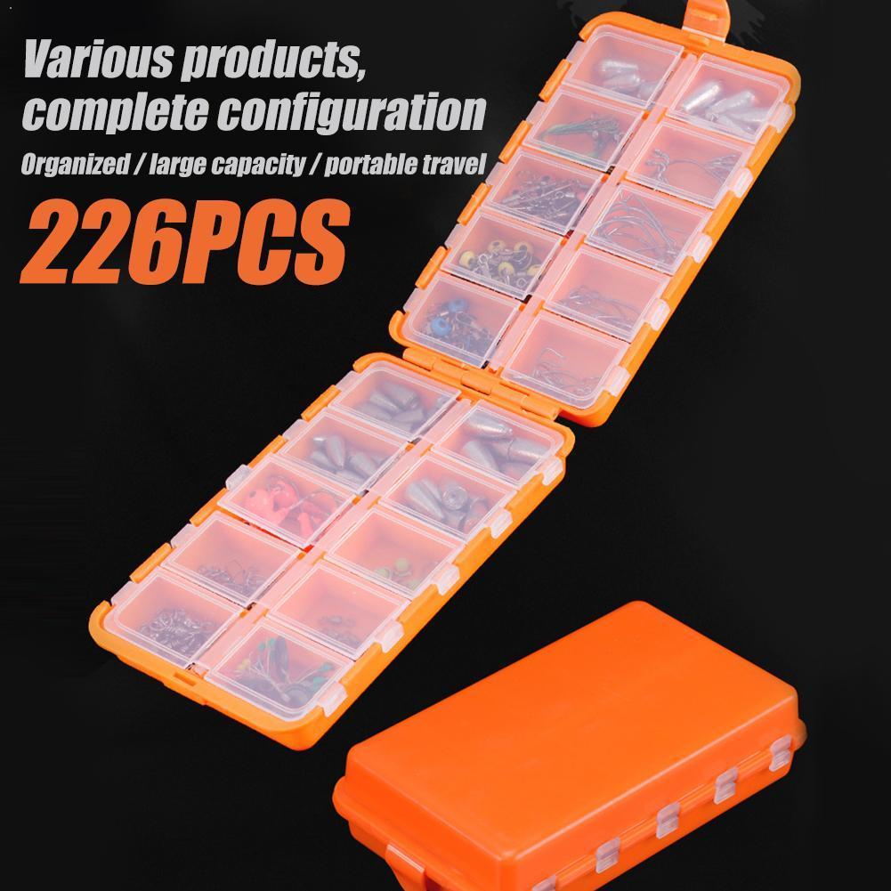 226 Pcs/Set Fishing Tackle Boxes Kit Fishing Tackle Kit Fishing Spoon Sinker Box Set Accessories Tools Hooks Hooks Multifun H6O4