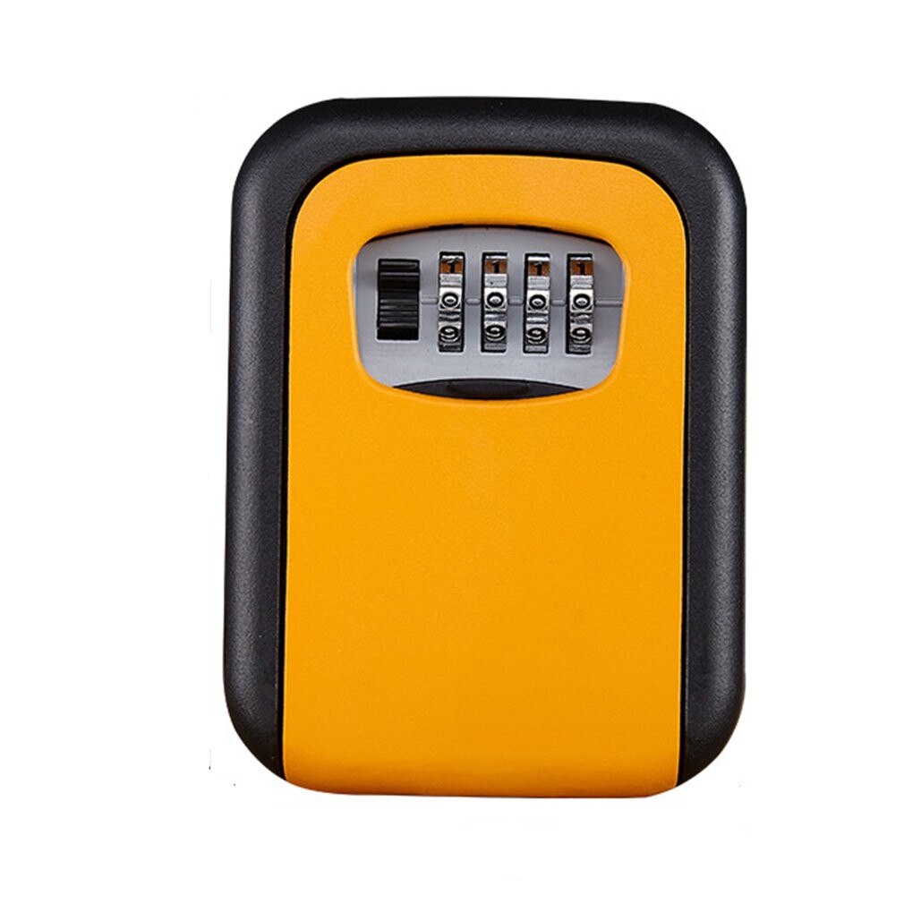 Nøgle låsekasse vægmonteret aluminiumslegering nøglesikker kasse vejrbestandig 4 cifret kombination nøgle opbevaring låsekasse indendørs outdoo: Orange