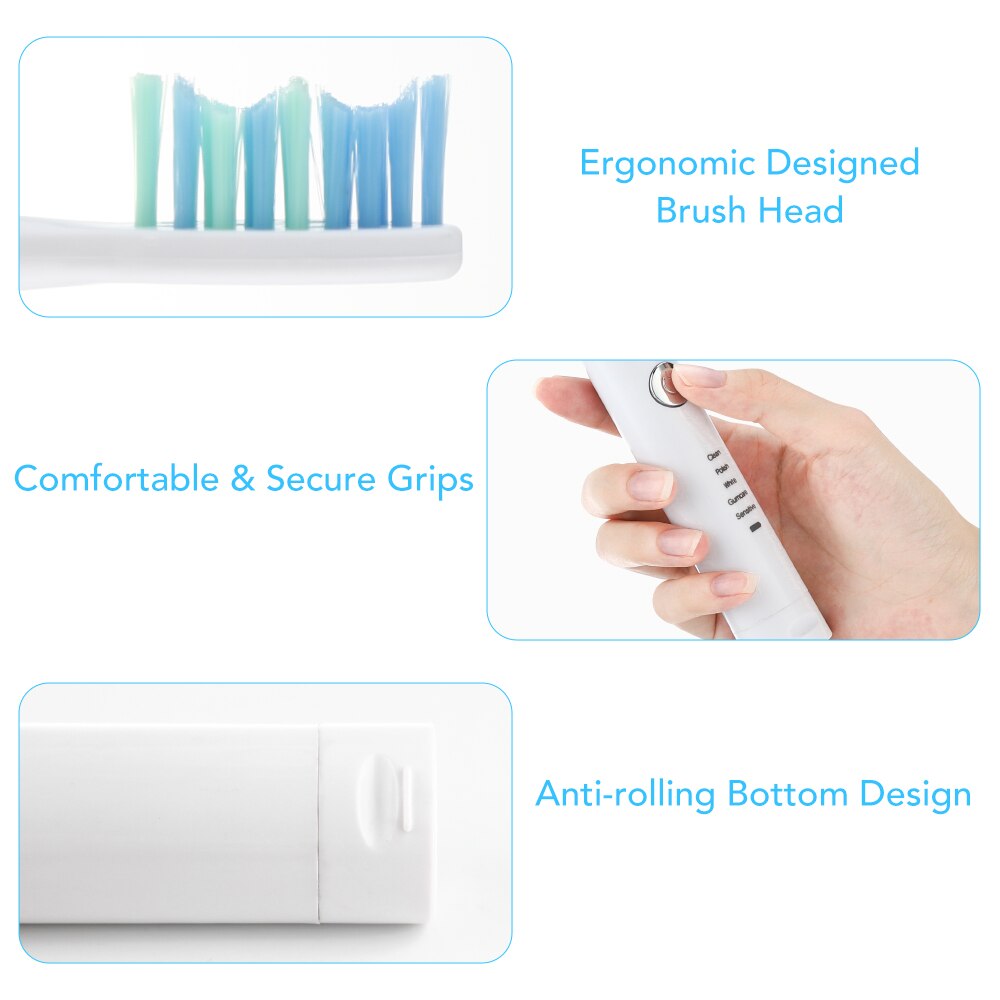 Portable Electric Sonic Vibration Toothbrush USB Rechargerable Waterproof Toothbrush With 5 Adjustable Modes Oral Care Tool