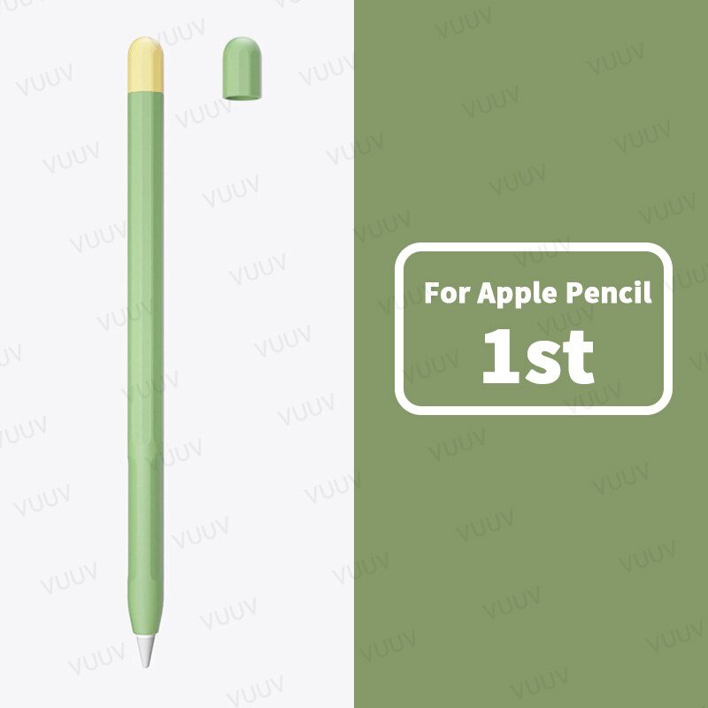 Étui souple en Silicone pour Apple Pencil, 1 ou 2 pièces, housse de protection Duotone, pour iPad de 1ère et 2ème génération: 1st Light green