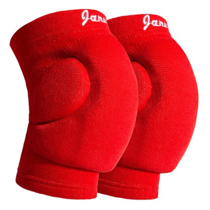 JANUS 1 par elástico engrosamiento de rodillera danza Yoga voleibol deportes extremos rodilla almohadillas apoyo baloncesto Protector de la rodilla: Rojo / M