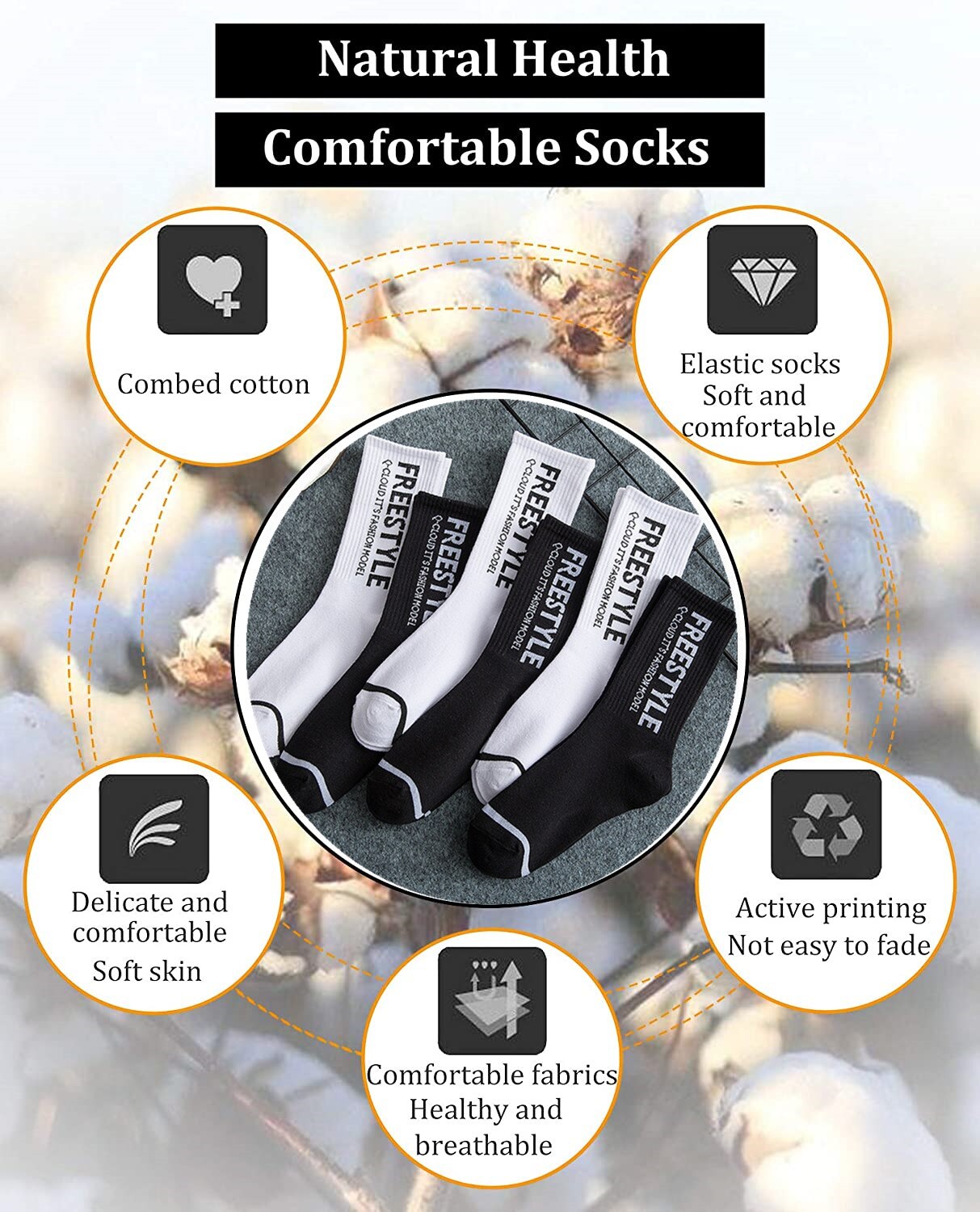 Men Skateboard Socks Funny Socks Harajuku Street Sports Socks Unisex Europe America Happy Socks Men Cotton Hip Hop Socks