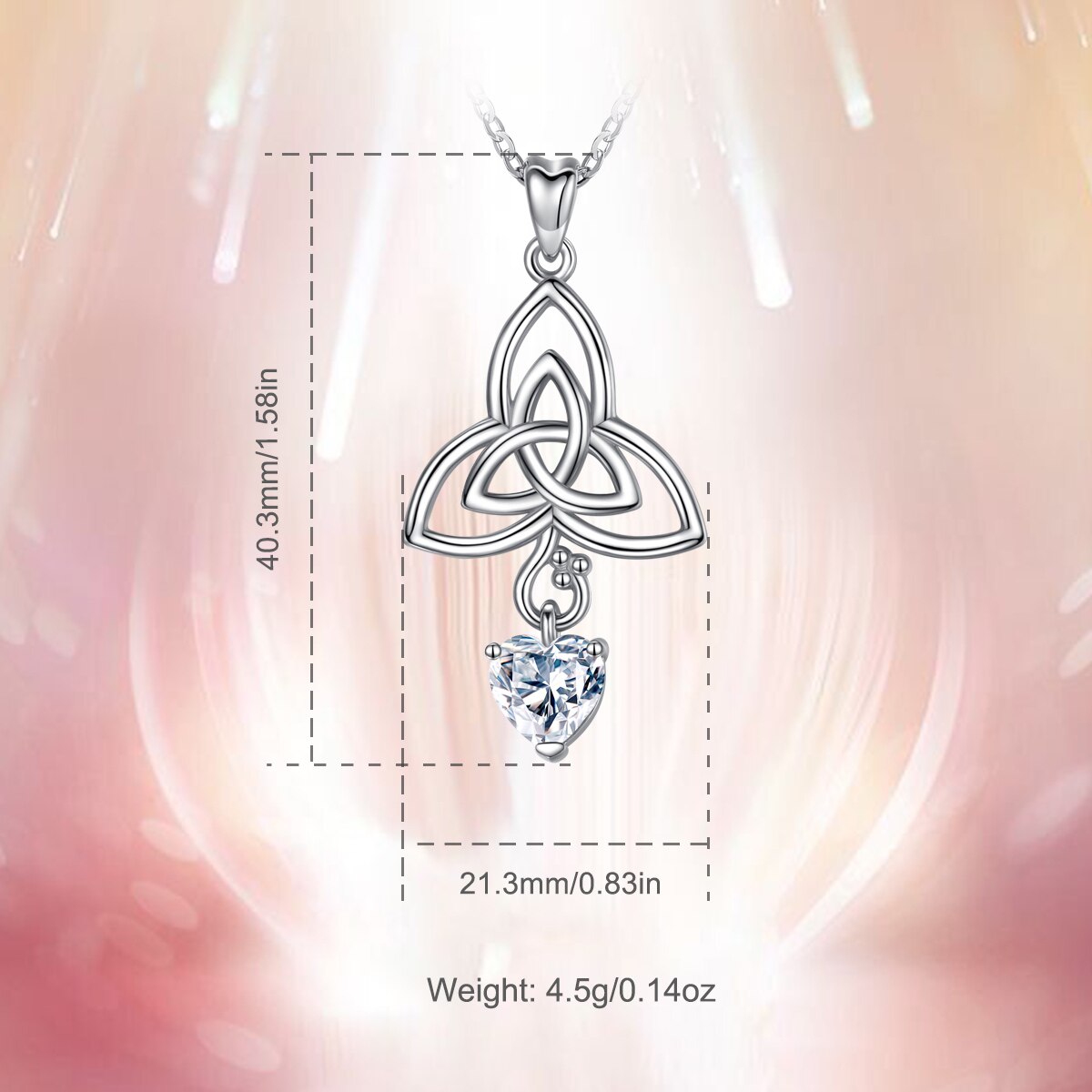 Eudora Reale Sterling Silver Pendente Del Cuore Neckalce buona Fortuna Celtics Knot Choker Delle Donne di Modo 925 Dei Monili per il Regalo Del Partito D191