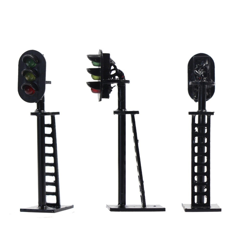 5pcs Model Railway 1:87 Block Signals G/Y/R 3-Light HO Scale 5cm 12V Led JTD06 model singal light